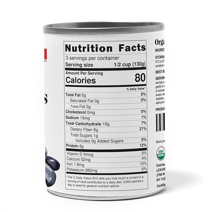 Food to Live Organic Canned Black Beans, 14 oz (Pack of 2) - Unsalted Non-GMO Frijoles Negro.