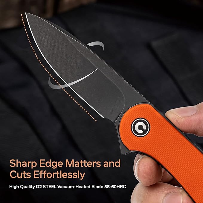 CIVIVI Folding Pocket Knife, 2.96" D2 Blade G10 Handle, Elementum Liner Lock Flipper Knife with