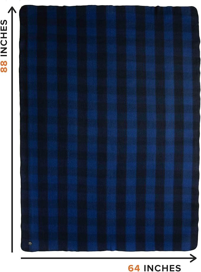 Arcturus Plaid Wool Blankets - 4.5lbs Warm, Heavy, Washable, Large | Great for Camping, Outdoors