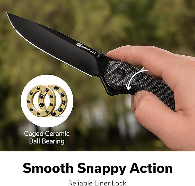 SENCUT Aetheris Pocket Knife, EDC Folding Knife with 3.68'' 9Cr18MoV Blade & Canvas Micarta Handle