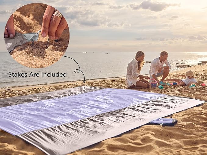 WEKAPO Beach Blanket Sandproof Waterproof, Extra Large Beach Mat, Oversized & Compact Sand Free Mat