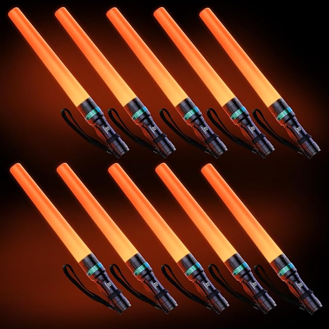 RoadHero 10 Pieces 16 Inch Traffic Wand with Strobe Modes LED Safety Signal Flashlight Wand with