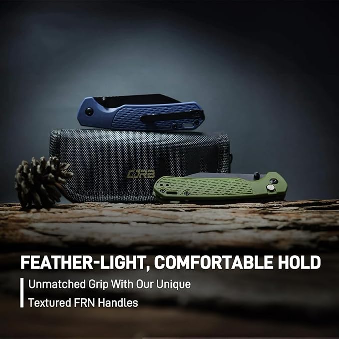 CJRB Pyrite-Light Pocket Knife, Folding Knife with 3.34'' AR-RPM9 Steel Blade EDC Knife Small