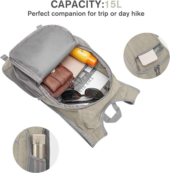 G4Free 10L/15L Hiking Backpack Lightweight Packable Hiking Daypack Small Travel Outdoor Foldable