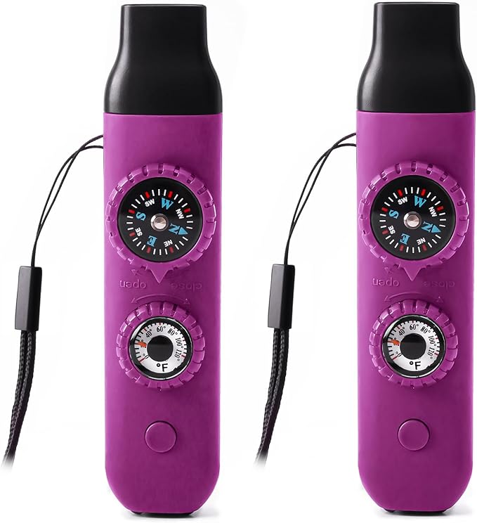 Emergency Survival Safety Whistle，Whistle for Kids with Lanyard,Compass,Thermometer,Ideal for
