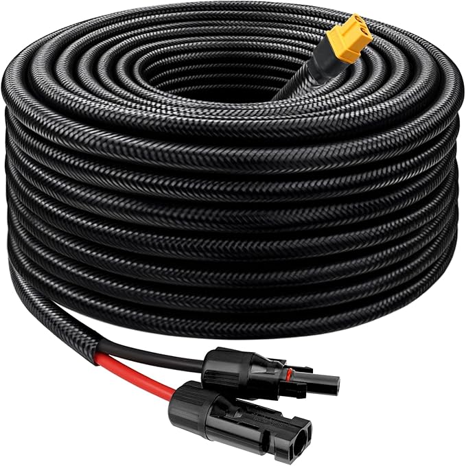 Solar to XT60 Cable 10AWG 25FT Solar Connector to XT60 Adapter Cable for Solar Panel to Battery RV