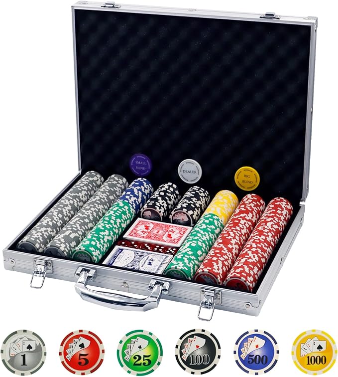 Boyzhood Poker Chips with Numbers,500PCS Poker Chip Set with Aluminum Travel Case,11.5 Gram Poker
