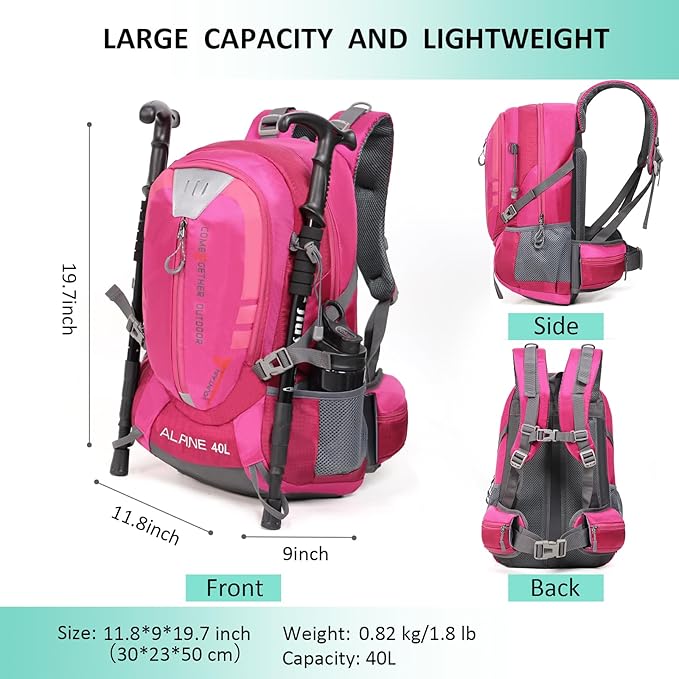 Hiking Backpack Camping 40L Outdoor Daypack Lightweight Travel Backpack with Rain Cover for Women