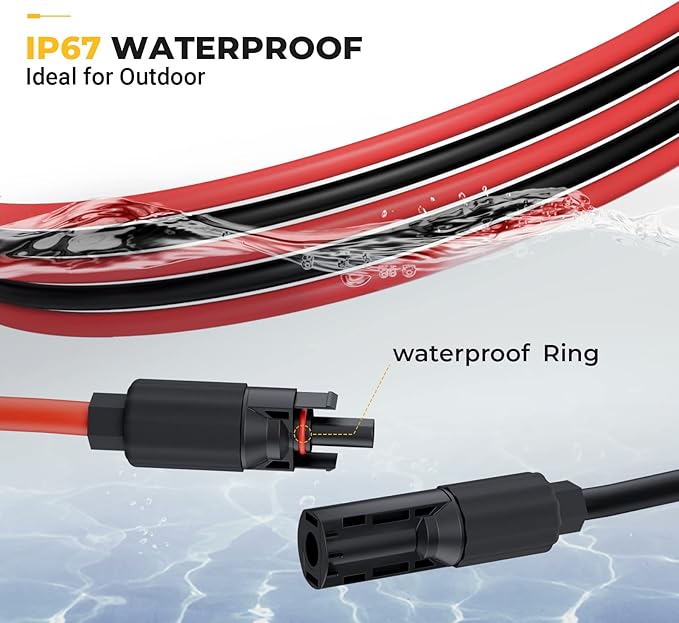BougeRV 6 Feet 8AWG Solar Extension Cable with Female and Male Connector with Extra Pair of