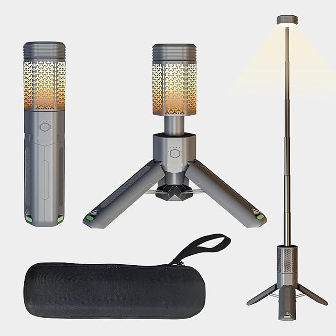 Telescopic Camping Light with Stand, 10500mAh Rechargeable Camping Lantern,Dimmable Portable