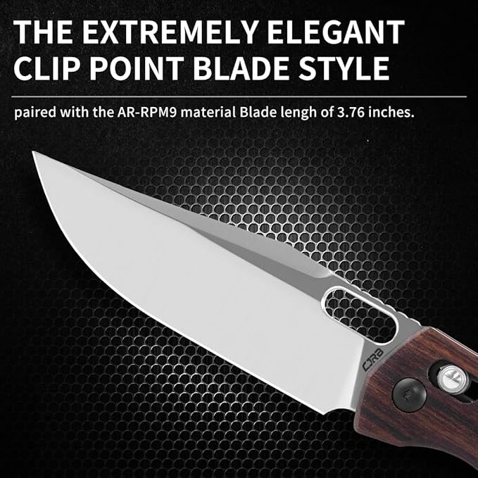 CJRB Prado Folding Pocket Knife 3.76" AR-RPM9 Sand Polish Steel Blade Rosewood Handle Crossbar Lock