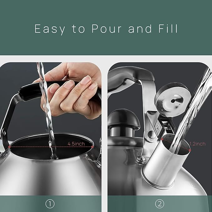 4.2 Quart/4L Stainless Steel Whistling Tea Kettle,Brushed Satin, Suitable to Boiling Water & Tea on