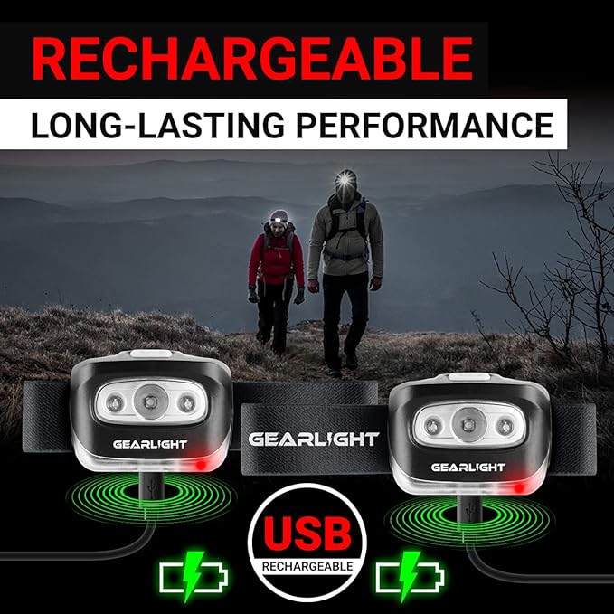 GearLight USB Rechargeable Headlamp Flashlight - S500 Running, Camping, and Outdoor LED Headlight