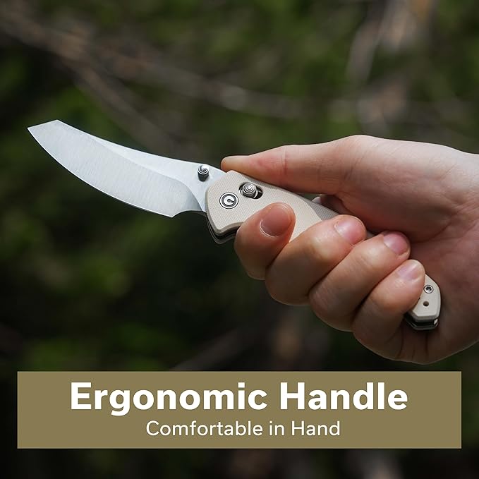 CIVIVI Sixgill Folding Pocket Knife for EDC, 3.41'' Nitro-V Blade G10 Handle, Deep Carry Reversible