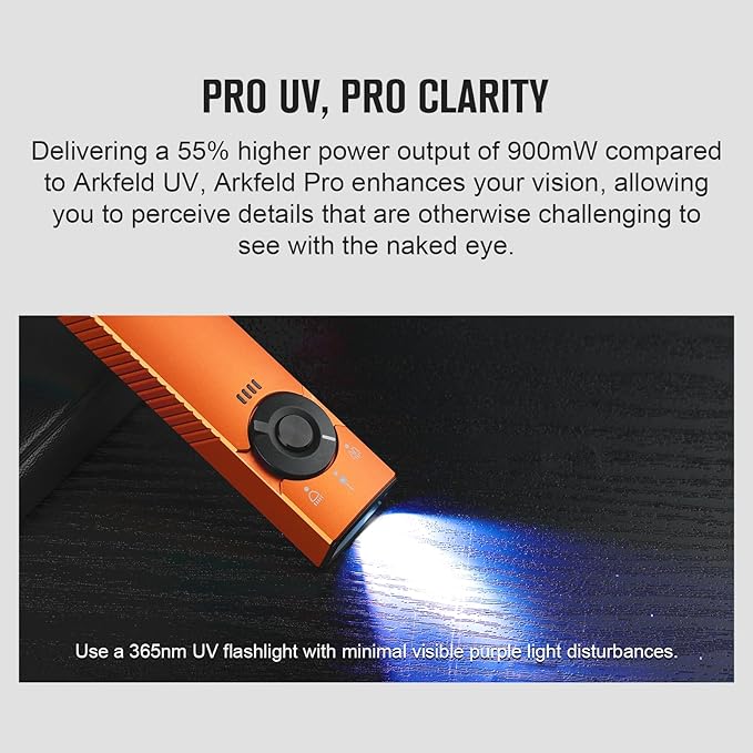 OLIGHT Arkfeld Pro Rechargeable EDC Flat Flashlight with Green Beam, UV and White LED Combo, 1300