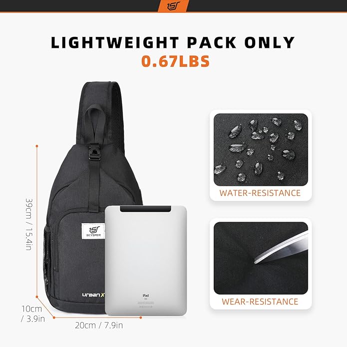 SKYSPER Sling Bag RFID Crossbody Sling Backpack Cross Body Shoulder Bag Travel Hiking Daypack for
