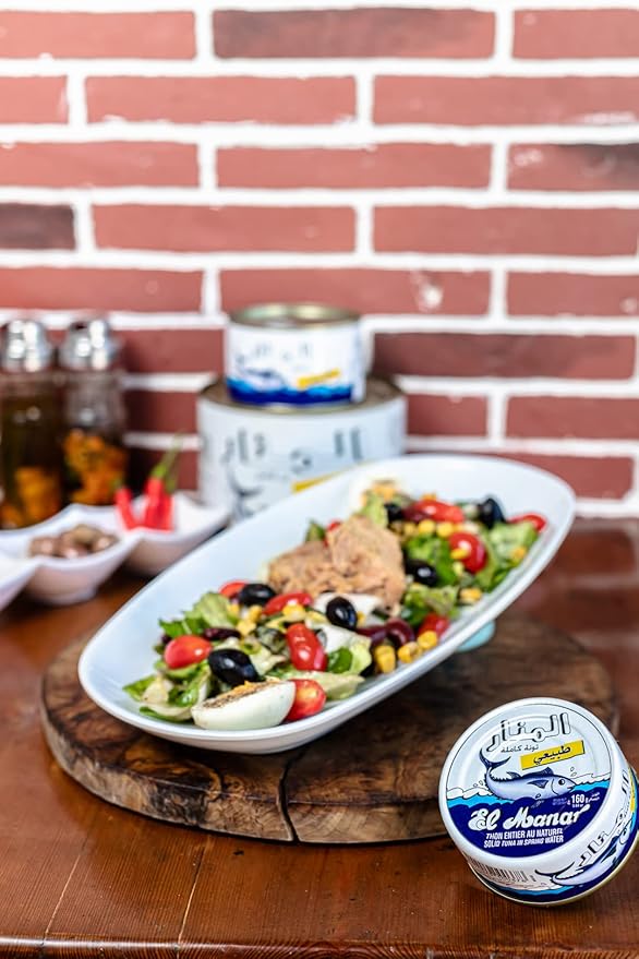 El Manar Solid Light Tuna in Water- 5.6 oz Pack of 10 - Canned Tuna Fish in Spring Water - Non-GMO
