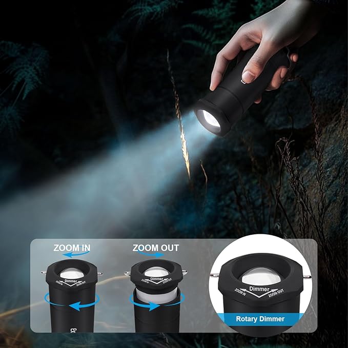 EXTRASTAR LED Camping Lanterns, 2-in-1 Battery Operated Flashlight, Zoomable Torch 3 Modes, Max 35