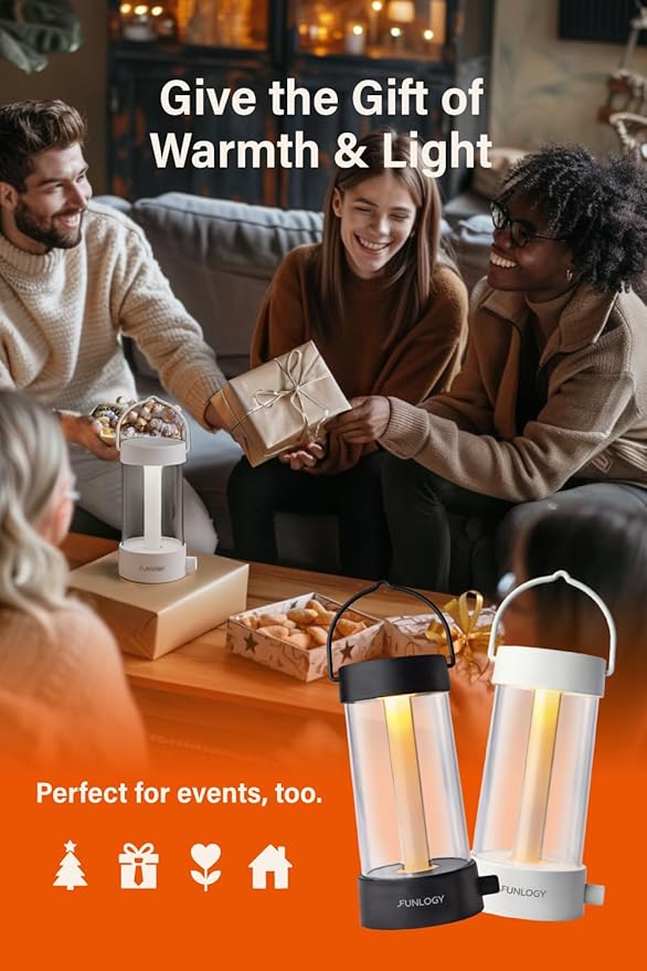 Lantern - Rechargeable LED Camping Lantern, Vintage 360° Dimmable Light , 4000mAh Power Bank, High