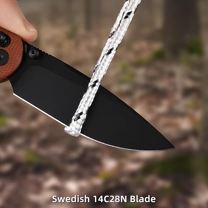 Folding Pocket Knife, 3.23" 14C28N Blade EDC Knife with Clip and Crossbar Lock, Small Pocket Knife