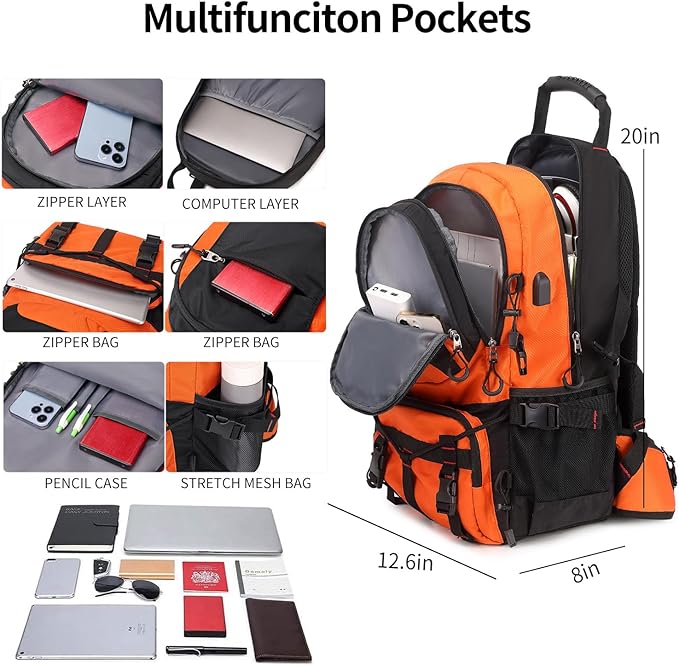 Nerlion 40L Hiking Backpack Travel Backpack for Men Women Camping Waterproof Outdoor Hiking Daypack