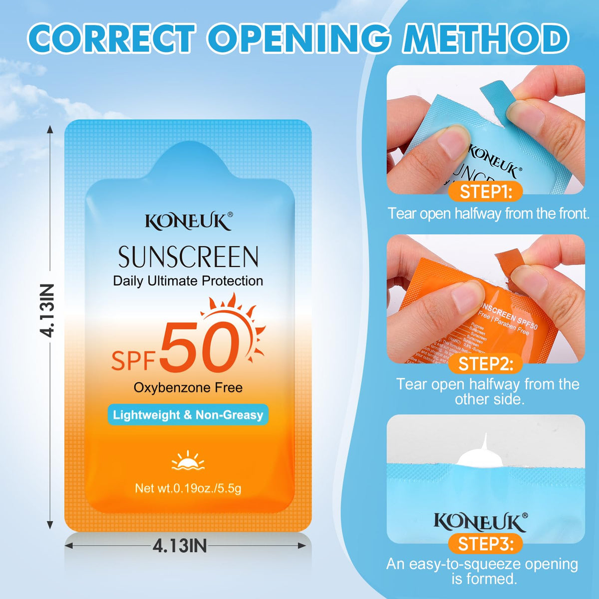 100 Pack Mini Sunscreen for Face and Body, SPF 50 Travel Size Sunscreen