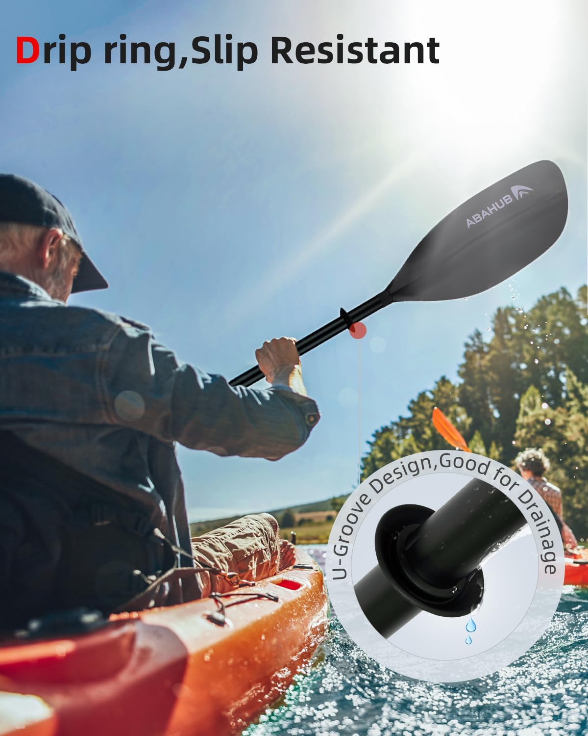Abahub Kayak Paddle - 230cm, Adjustable, Black - product view 7