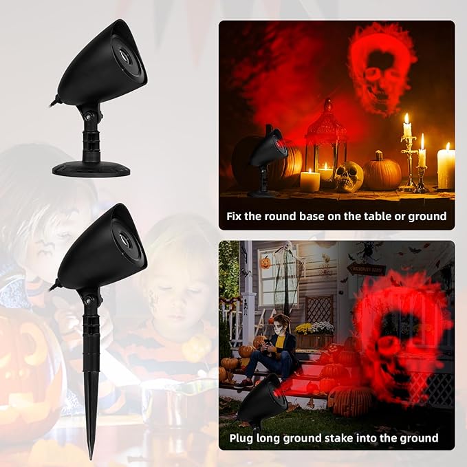 Halloween Projector Lights, Red Skull Projector LED Light, Waterproof Holiday Decoration for Party