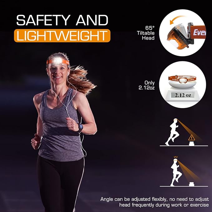 EverBrite Headlamp, 2 Pack Kids Headlamp with Red Light and Memory Function, Head Lamp for Adults