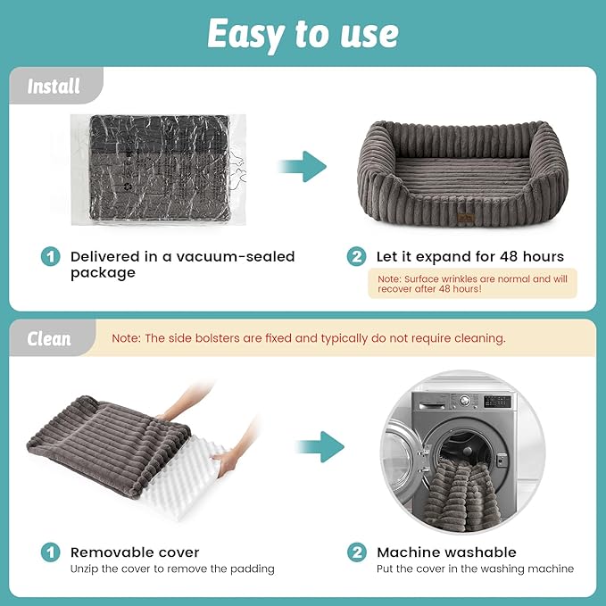 Orthopedic Dog Bed for Medium Dogs & Large Dogs - Washable Rectangle Pet Bed with Anti-Slip Bottom