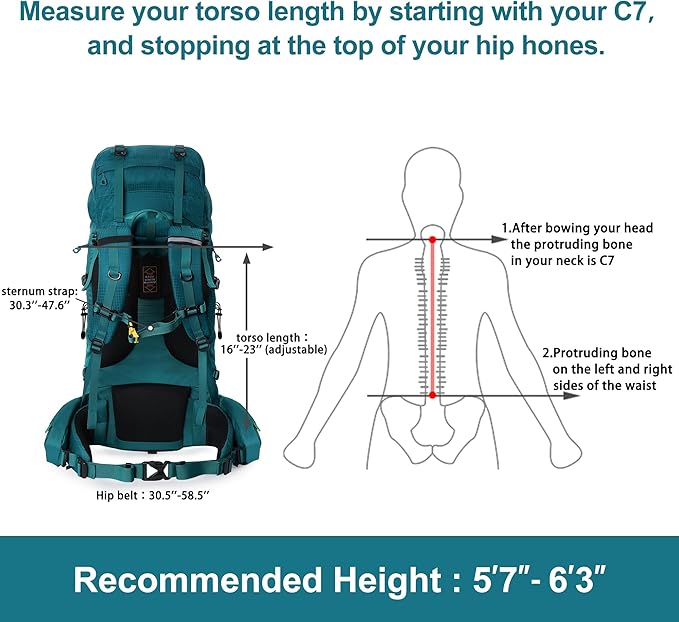 N NEVO RHINO Internal Frame Hiking Backpack 50/60/65/70/80L, Mountain Climbing Camping Backpack