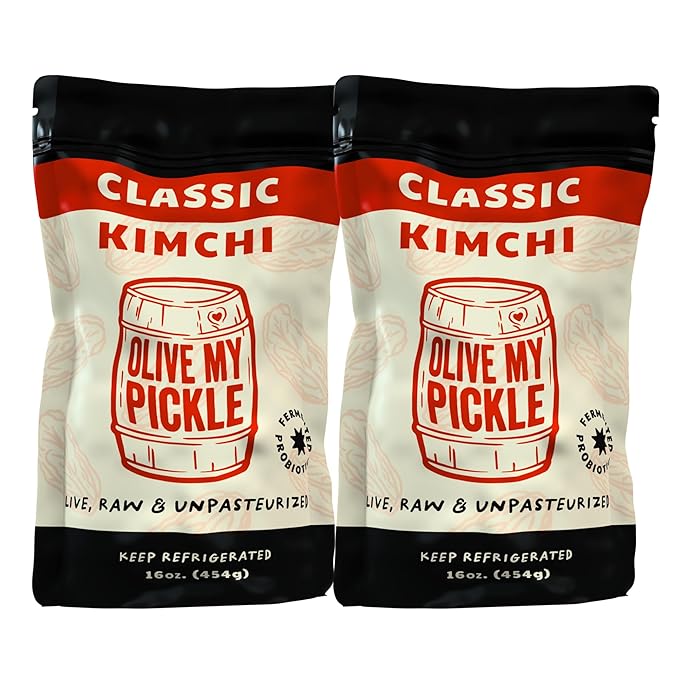 Olive My Pickle Organic Kimchi Fermented - 32 oz | 2 Pack of Classic Probiotic Napa Cabbage Kimchi