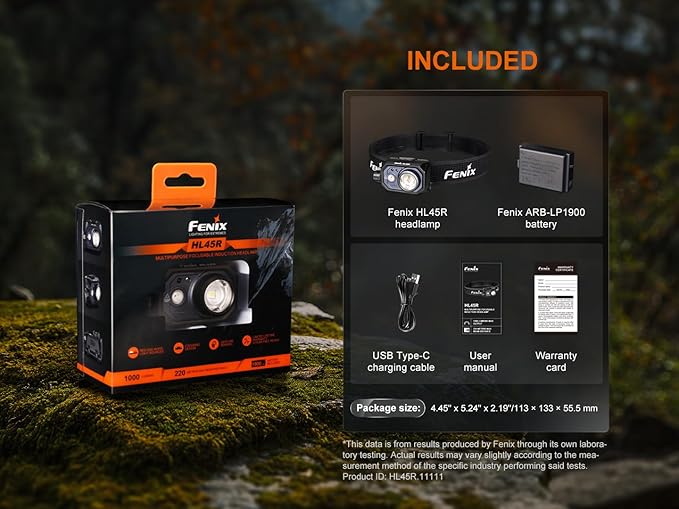 Fenix HL45R 1000 Lumen Adjustable Beam Headlamp, Rechargeable, AAA Dual Fuel, Gesture Sensing