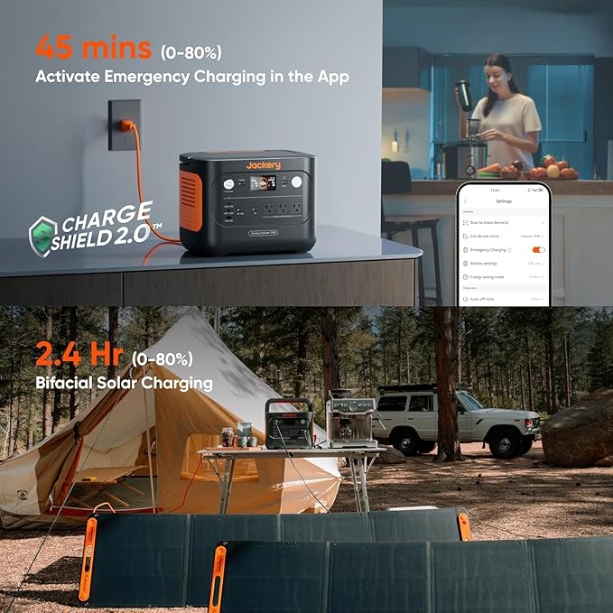 Jackery Explorer 1000 v2 Portable Power Station,1070Wh LiFePO4 Battery,1500W AC/100W USB-C Output