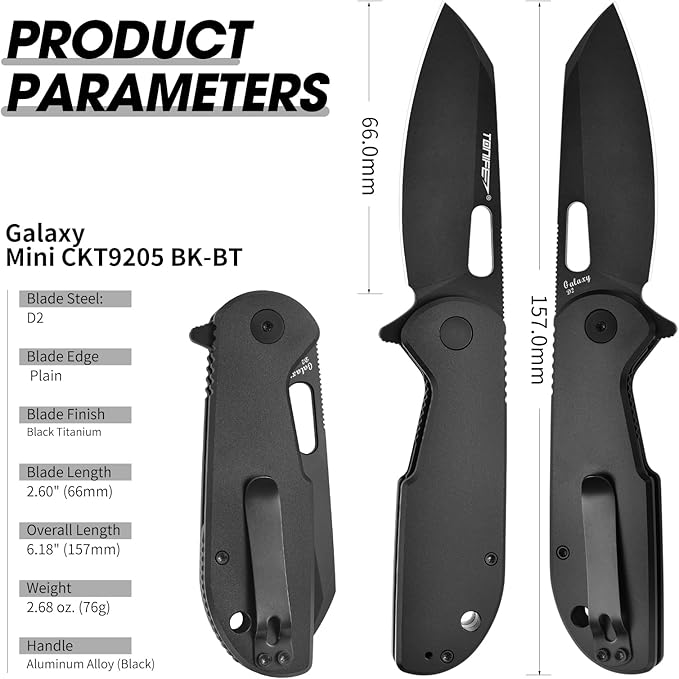 TONIFE Galaxy Mini Folding Knife with D2 Steel Blade and Aluminum Handle, EDC Pocket Tool for