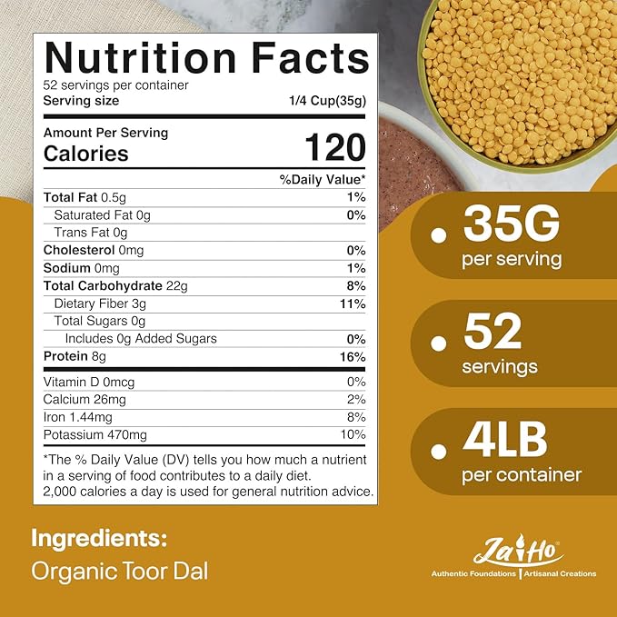 Jai Ho Certified Organic Toor Dal 4 lb | Pigeon Peas Hulled Split | Indian Toor Dal | USDA Organic
