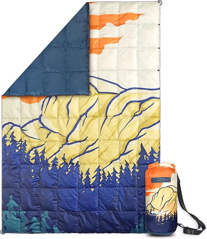 4Monster Down Camping Blanket - Outdoor Travel Quilt Puffy 650 Fill, Packable, Lightweight,Wind &
