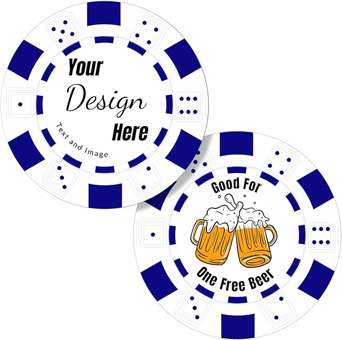 50 Custom Poker Chips,Personalized with Your Logo Image or Text,11.5g Clay Casino Chips for Events