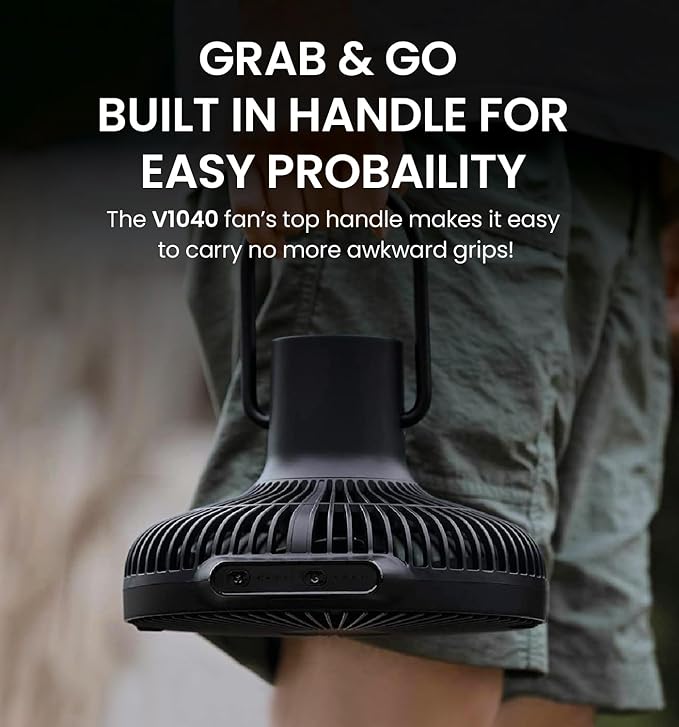 Claymore V1040 Black Rechargeable Portable Fan ??10,400mAh Power Bank Function Remote Control
