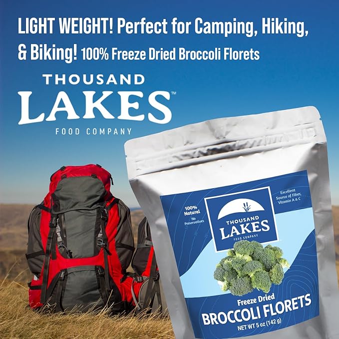 Thousand Lakes Freeze Dried Vegetables - Broccoli Florets 4-pack 1.2 ounces (4.8 ounces total) |