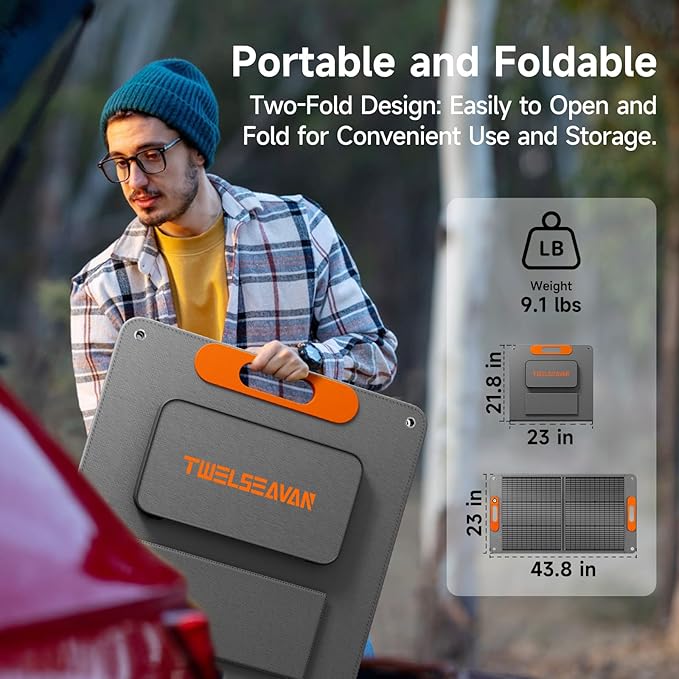 100W Portable Solar Panel for Power Station, 24% High Efficiency ETFE Foldable Solar Panel Charger