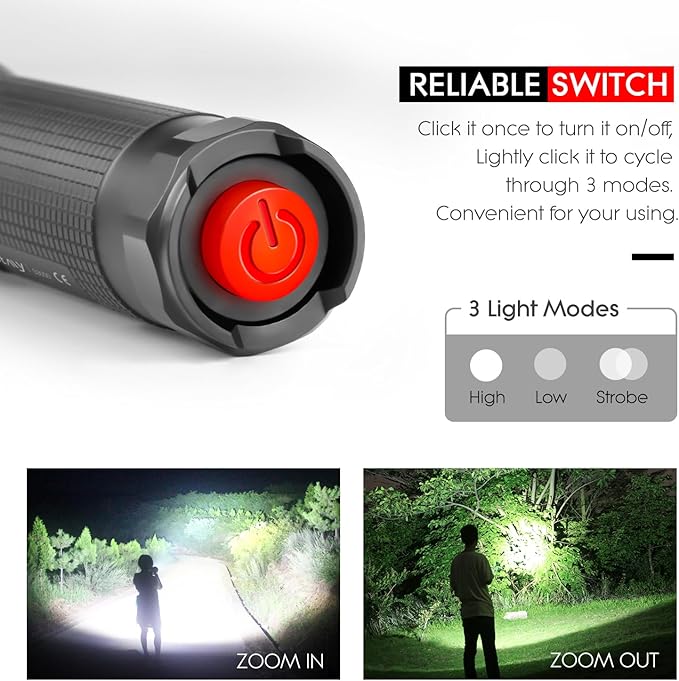 WdtPro High-Powered LED Flashlight S3000, Super Bright Flashlights - High Lumen, IP67 Water
