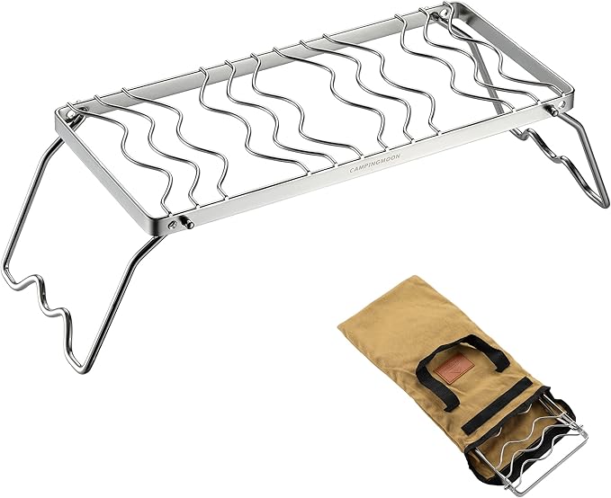 CAMPINGMOON Portable Folding Camping Campfire Grill over Fire Split Stoves 304 Stainless Steel
