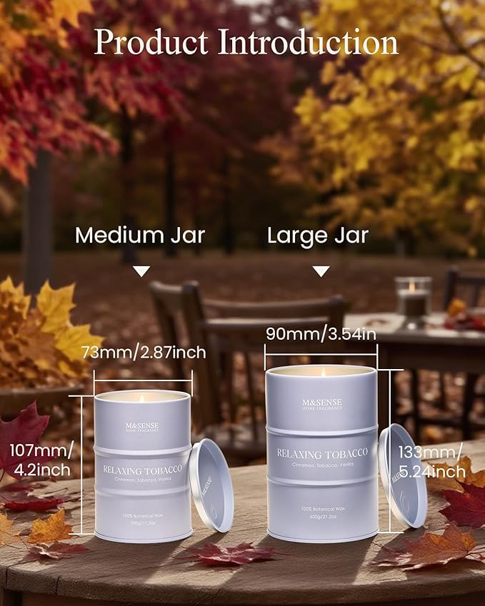 M&SENSE Tobacco Scented Candles Natural Non Toxic, Aromatherapy Candle for Stress Relief Meditation