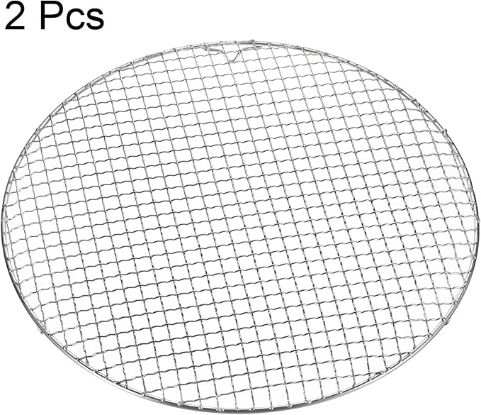 HARFINGTON 2pcs Round Cooking Rack 16-inch 201 Stainless Steel Cross Wire Barbecue Grill Net with