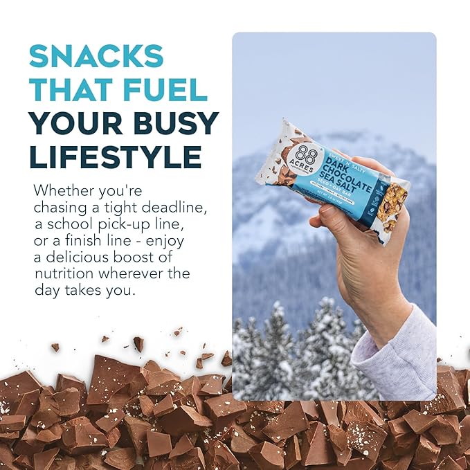 88 Acres Granola Bars | Dark Chocolate Sea Salt | Gluten Free, Nut-Free Oat and Seed Snack Bar |