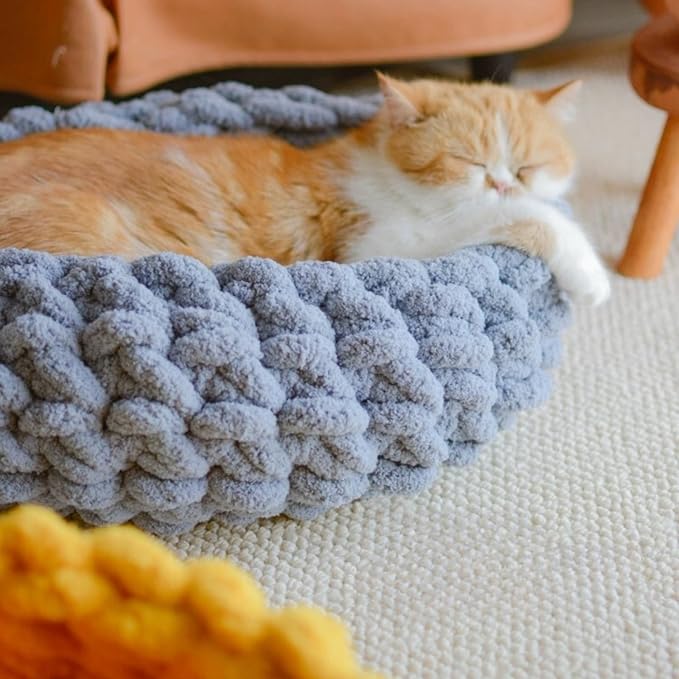Cat Nest Bed ??Premium Handwoven Washable Extra Soft Round Cave House for Indoor Kitten & Kitty