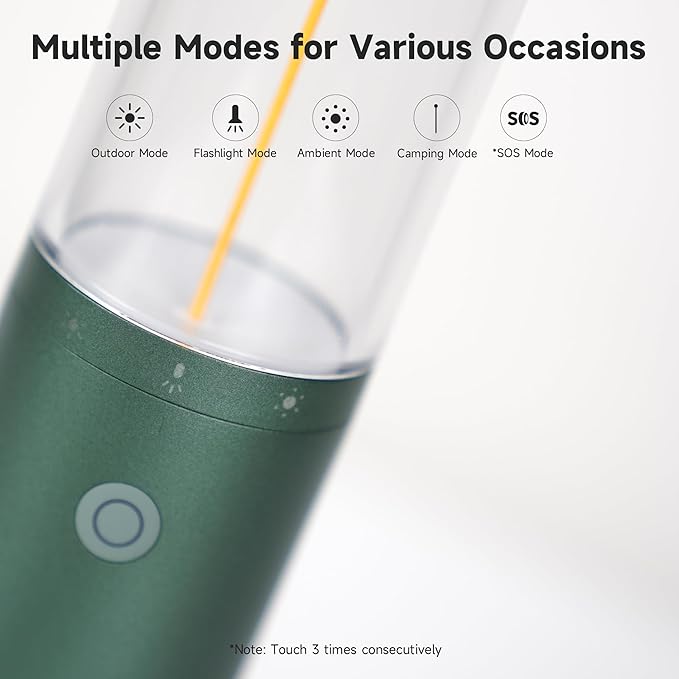 4-in 1 Rechargeable Camping Lights, LED Flashlight High Lumen with Hidden Hook SOS Mode Ultra-Long