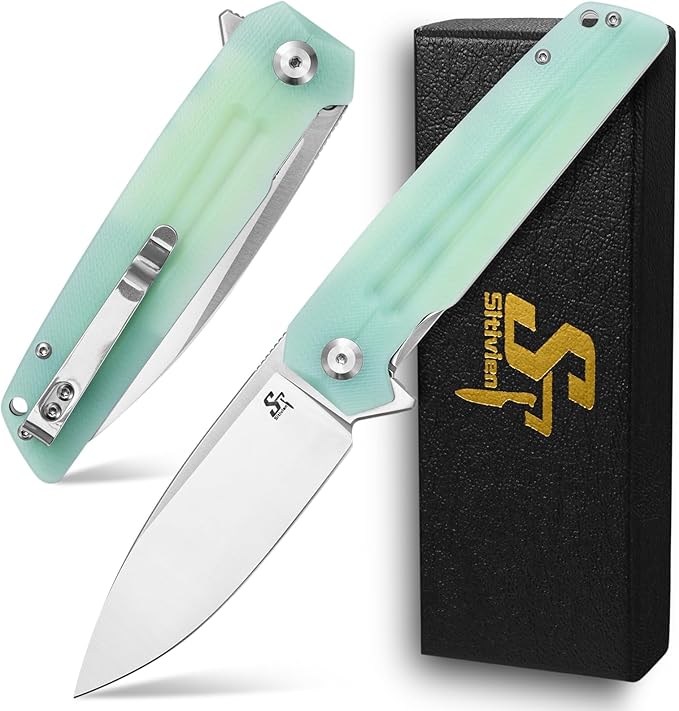 Sitivien ST152 Folding Knife,K110(D2) Steel Blade with G10 Handle EDC Tool Knife for Outdoor