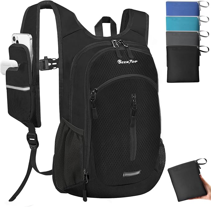 Seektop Small Hiking Backpack 12L to 15L Expandable Travel Packable Waterproof Daypack Lightweight